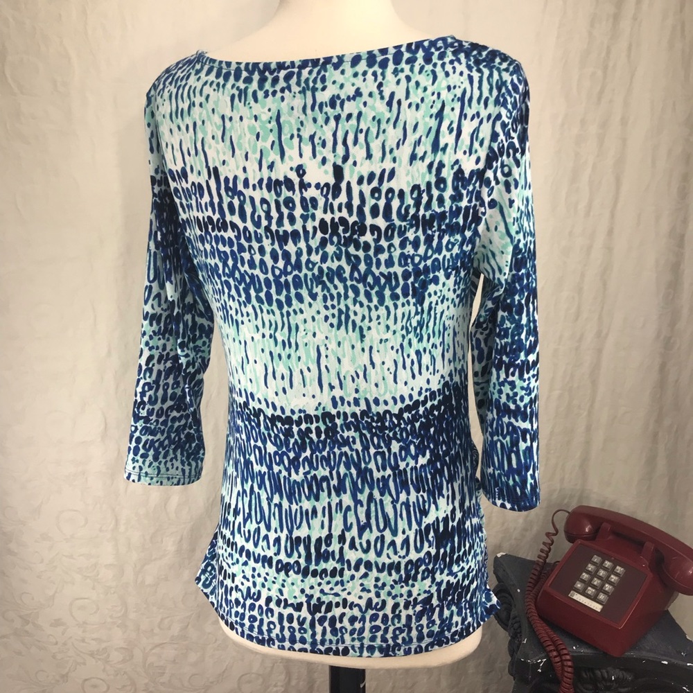 Blue Patterned Ann Taylor Top - image 3